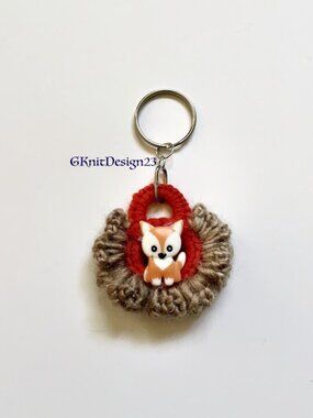 Crochet Keychain Charm, Unique Little Fox Charm, Handmade Backpack Charm